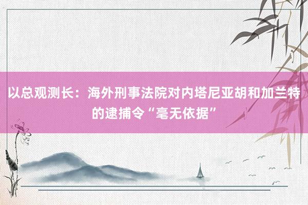 以总观测长：海外刑事法院对内塔尼亚胡和加兰特的逮捕令“毫无依据”