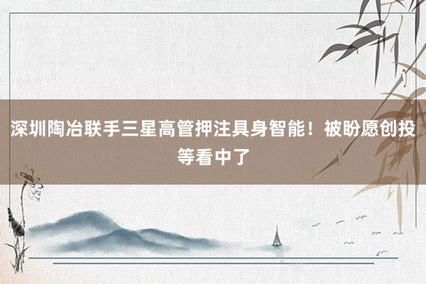深圳陶冶联手三星高管押注具身智能！被盼愿创投等看中了